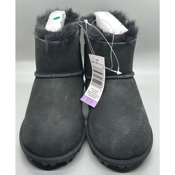 Kirkland Signature Kids Black Leather Shearling Boot Shoe 13 - Picture 3 of 7